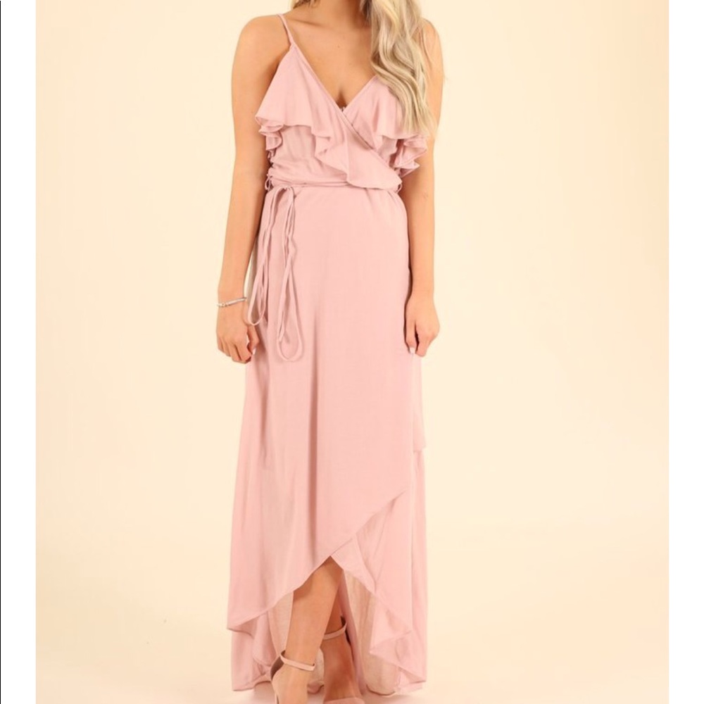Baby pink maxi dress. NEVER WORN.